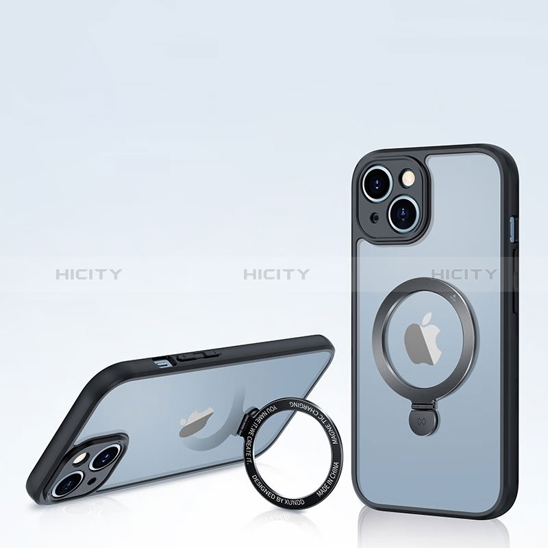 Custodia Silicone Trasparente Ultra Slim Morbida con Mag-Safe Magnetic XD4 per Apple iPhone 13 Nero
