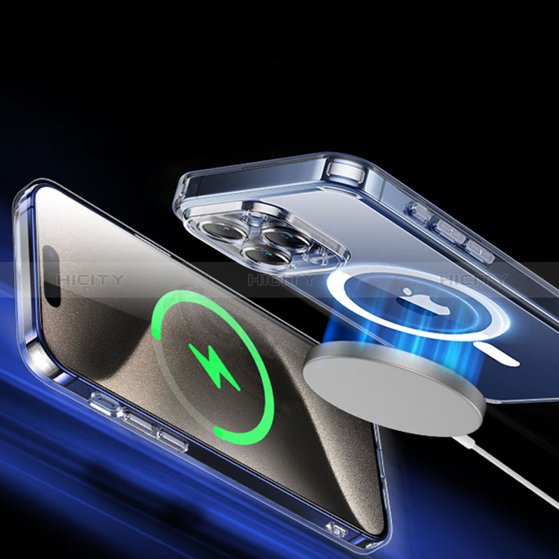 Custodia Silicone Trasparente Ultra Slim Morbida con Mag-Safe Magnetic XD4 per Apple iPhone 14 Pro Max Chiaro