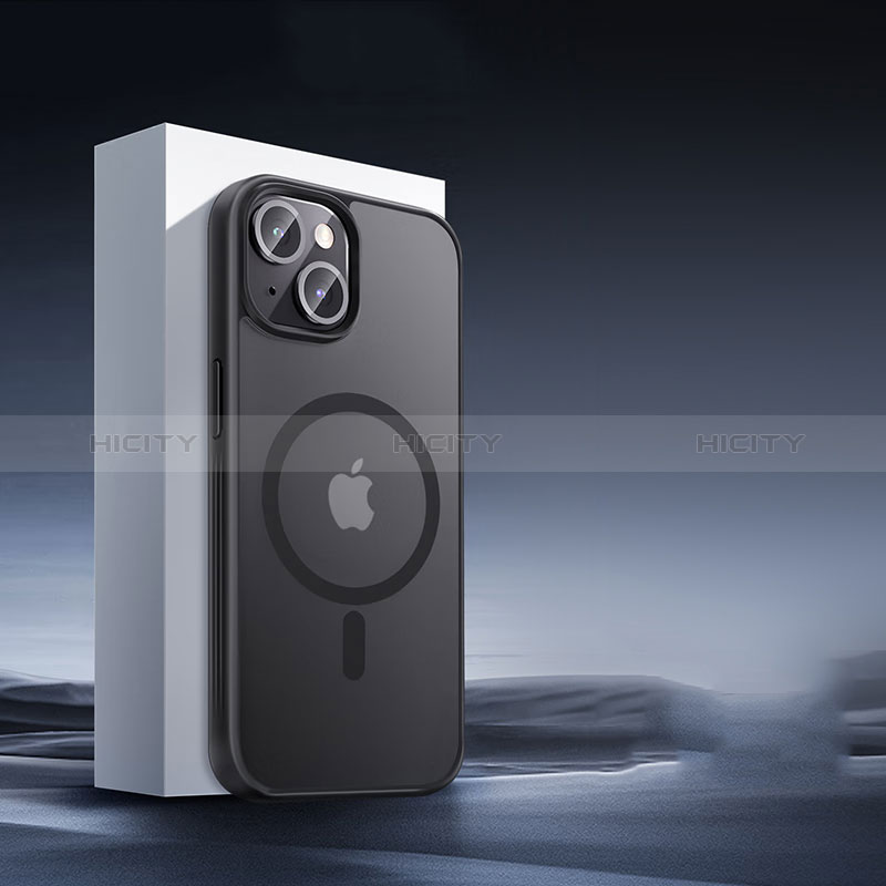 Custodia Silicone Trasparente Ultra Slim Morbida con Mag-Safe Magnetic XD5 per Apple iPhone 15 Nero