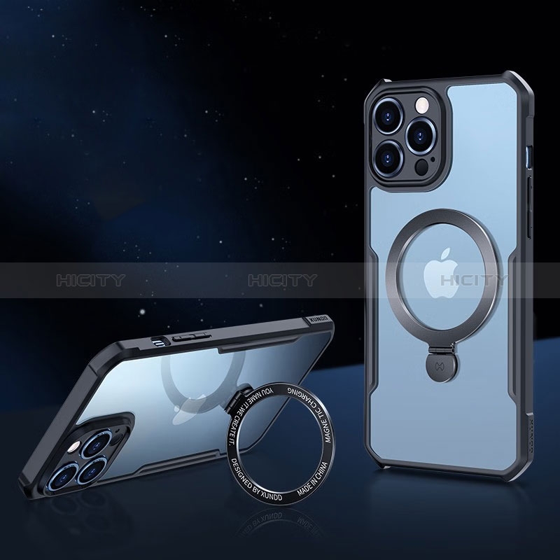 Custodia Silicone Trasparente Ultra Slim Morbida con Mag-Safe Magnetic XD7 per Apple iPhone 13 Pro Nero