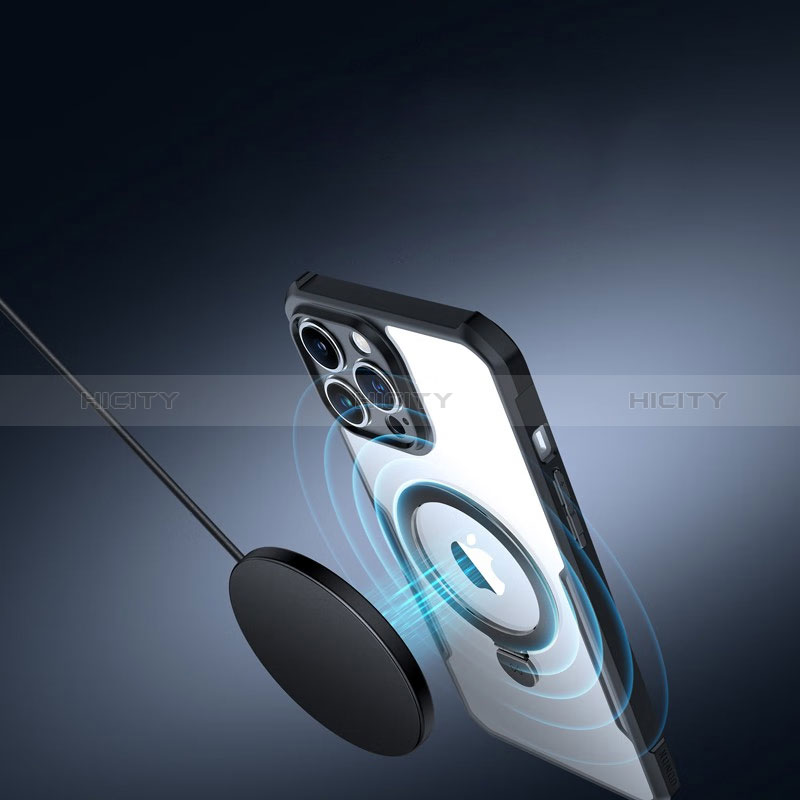 Custodia Silicone Trasparente Ultra Slim Morbida con Mag-Safe Magnetic XD7 per Apple iPhone 14 Pro Nero
