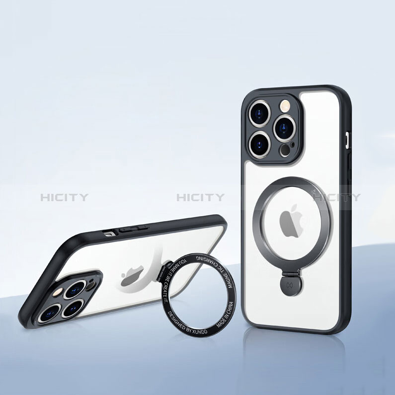 Custodia Silicone Trasparente Ultra Slim Morbida con Mag-Safe Magnetic XD8 per Apple iPhone 13 Pro Max Nero