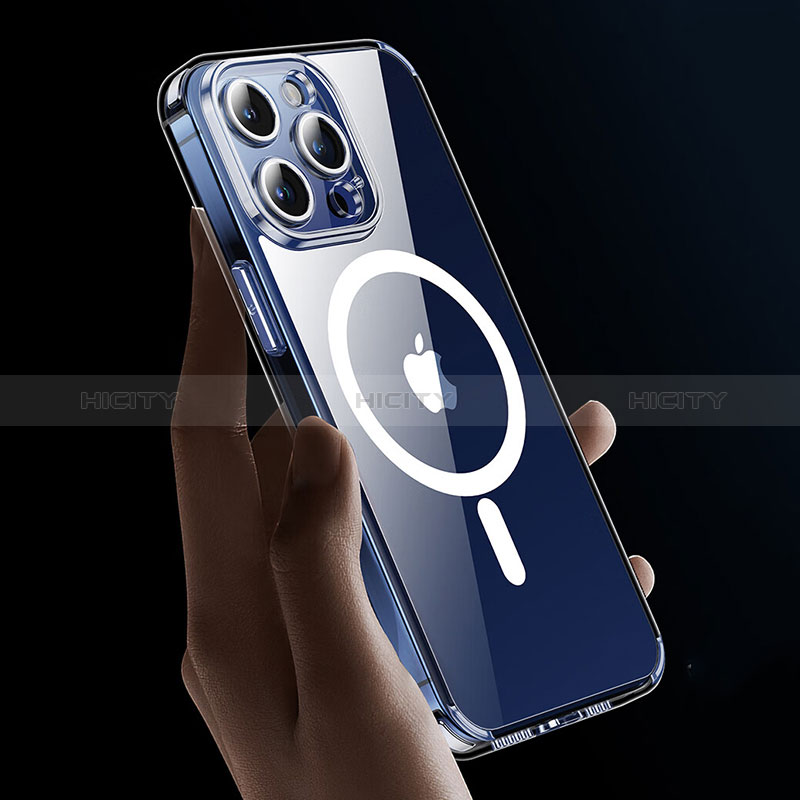 Custodia Silicone Trasparente Ultra Slim Morbida con Mag-Safe Magnetic XD9 per Apple iPhone 14 Pro Max Chiaro