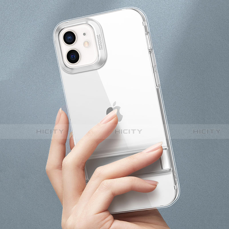Custodia Silicone Trasparente Ultra Slim Morbida con Supporto per Apple iPhone 12 Mini Rosso