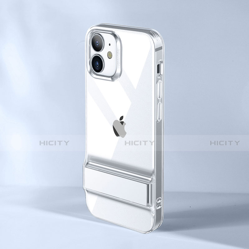 Custodia Silicone Trasparente Ultra Slim Morbida con Supporto per Apple iPhone 12 Rosso