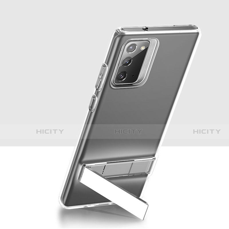Custodia Silicone Trasparente Ultra Slim Morbida con Supporto per Samsung Galaxy Note 20 5G Chiaro