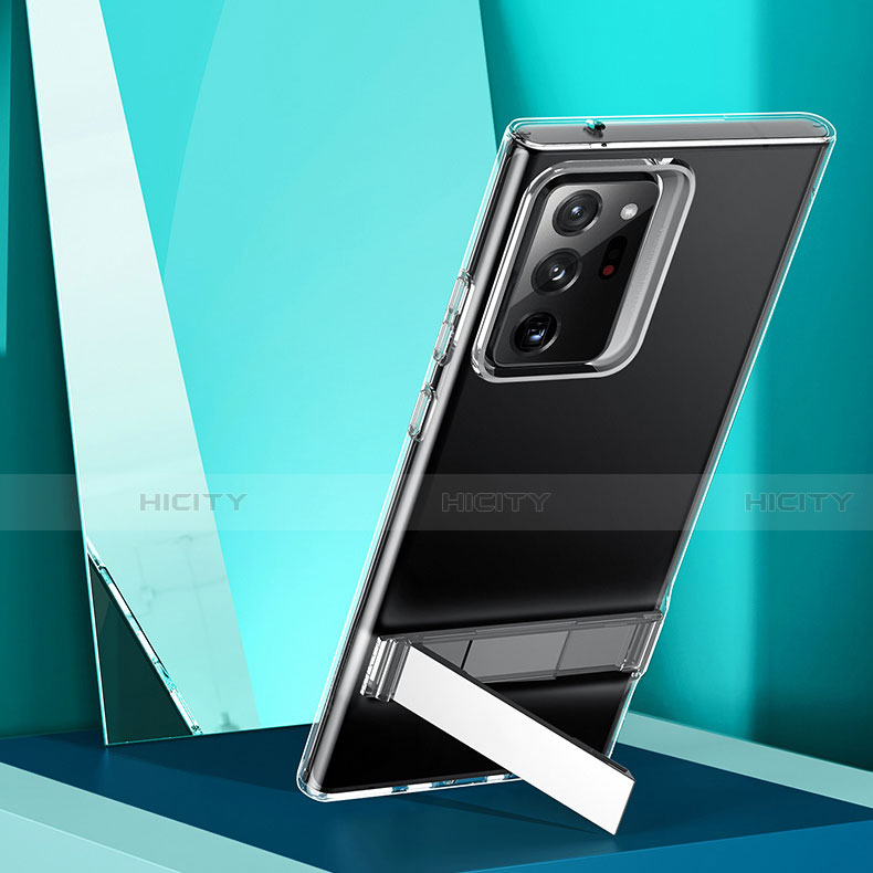 Custodia Silicone Trasparente Ultra Slim Morbida con Supporto per Samsung Galaxy Note 20 Ultra 5G Chiaro