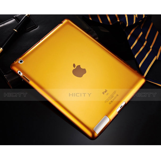 Custodia Silicone Trasparente Ultra Slim Morbida per Apple iPad 2 Giallo