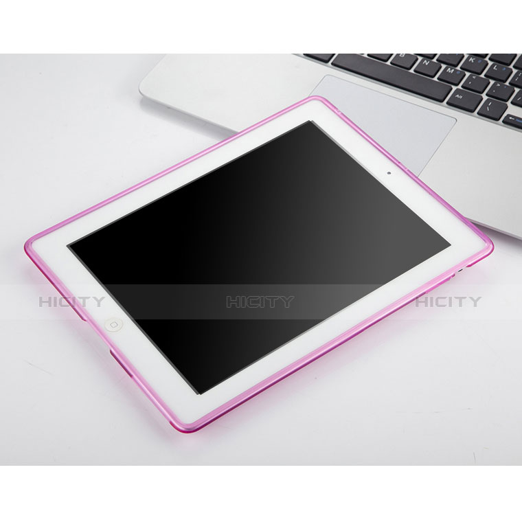 Custodia Silicone Trasparente Ultra Slim Morbida per Apple iPad 2 Rosa