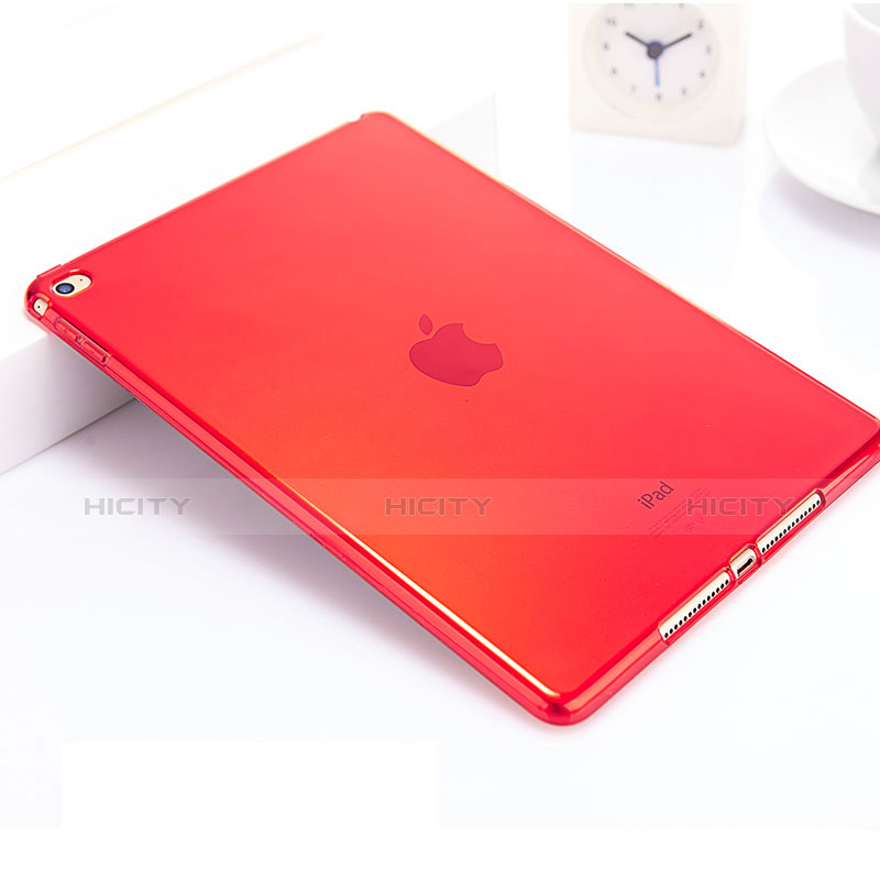 Custodia Silicone Trasparente Ultra Slim Morbida per Apple iPad Air 2 Rosso