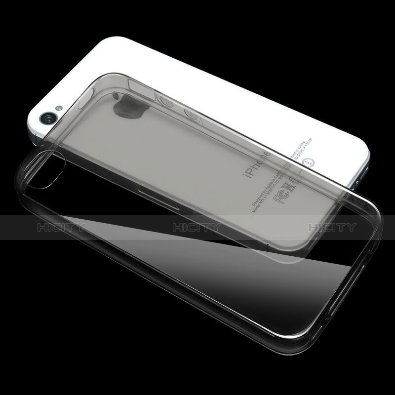 Custodia Silicone Trasparente Ultra Slim Morbida per Apple iPhone 4S Grigio