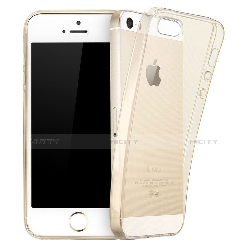 Custodia Silicone Trasparente Ultra Slim Morbida per Apple iPhone 5 Oro