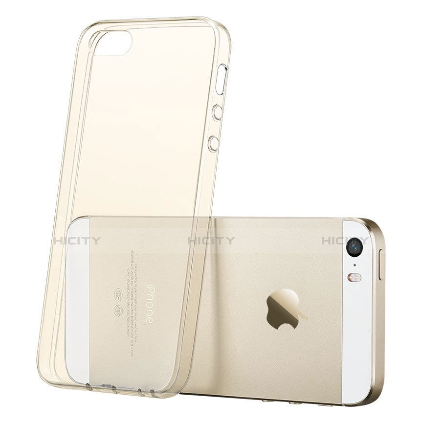 Custodia Silicone Trasparente Ultra Slim Morbida per Apple iPhone 5 Oro
