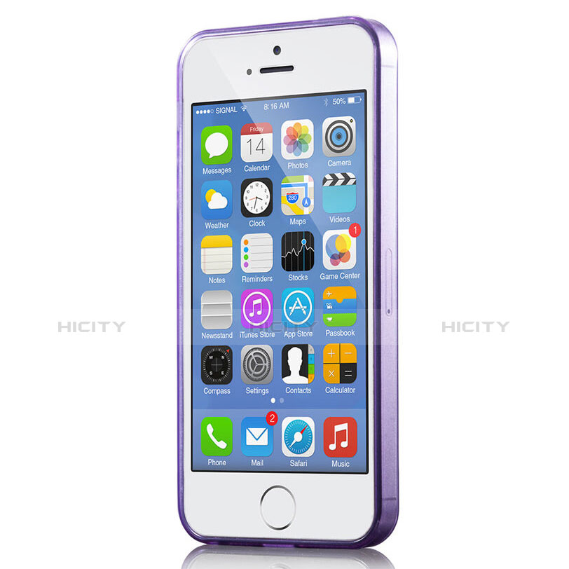 Custodia Silicone Trasparente Ultra Slim Morbida per Apple iPhone 5 Viola