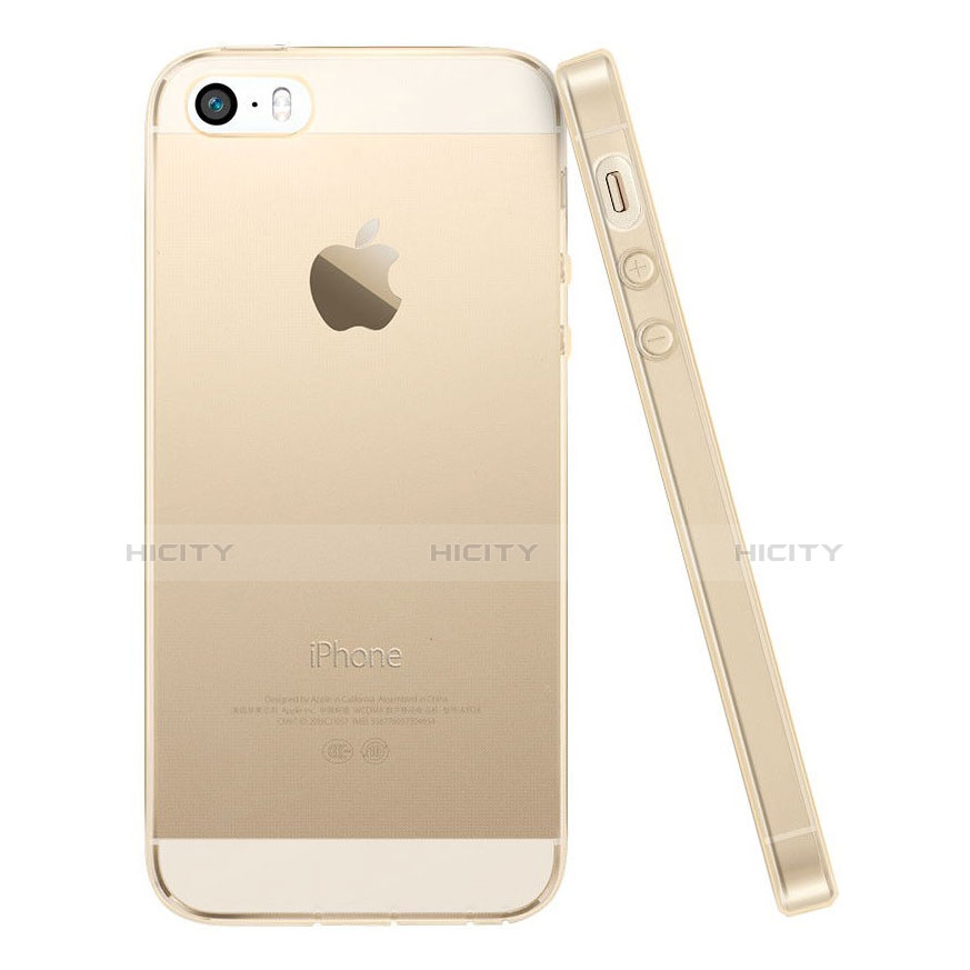 Custodia Silicone Trasparente Ultra Slim Morbida per Apple iPhone 5S Oro