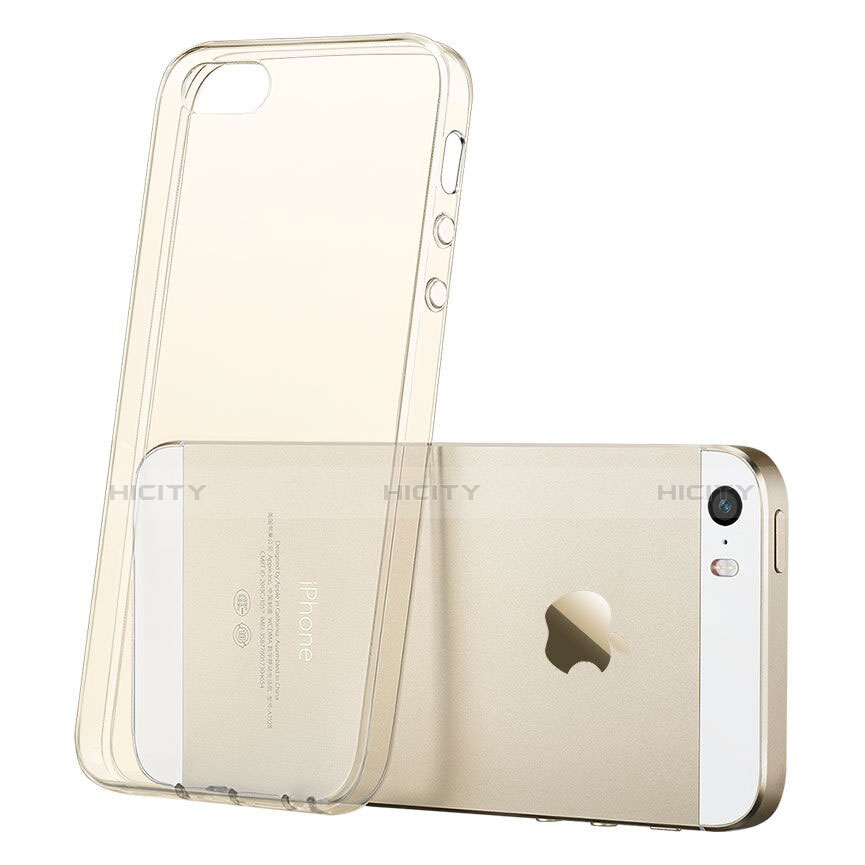 Custodia Silicone Trasparente Ultra Slim Morbida per Apple iPhone 5S Oro