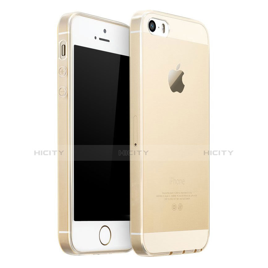 Custodia Silicone Trasparente Ultra Slim Morbida per Apple iPhone 5S Oro