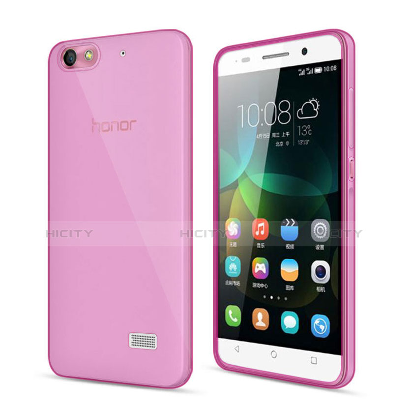 Custodia Silicone Trasparente Ultra Slim Morbida per Huawei Honor 4C Rosa