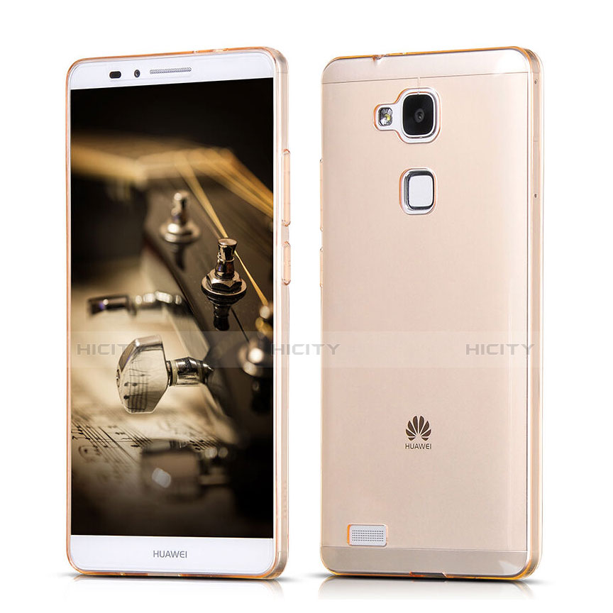 Custodia Silicone Trasparente Ultra Slim Morbida per Huawei Mate 7 Oro