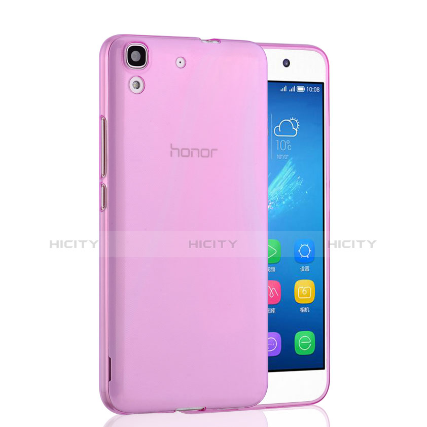 Custodia Silicone Trasparente Ultra Slim Morbida per Huawei Y6 Rosa
