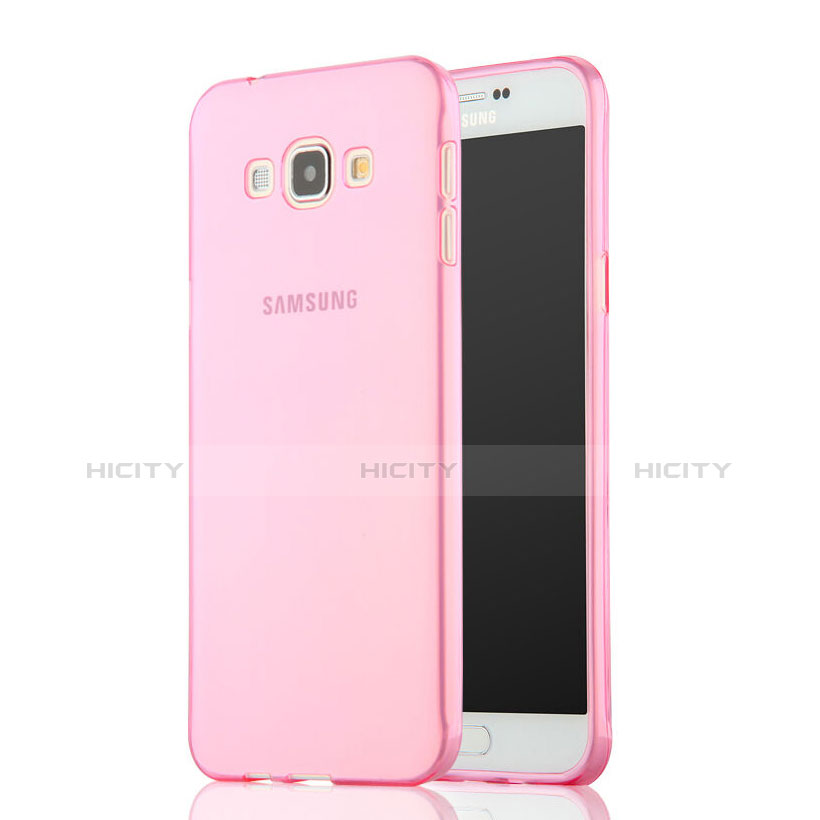 Custodia Silicone Trasparente Ultra Slim Morbida per Samsung Galaxy A7 Duos SM-A700F A700FD Rosa