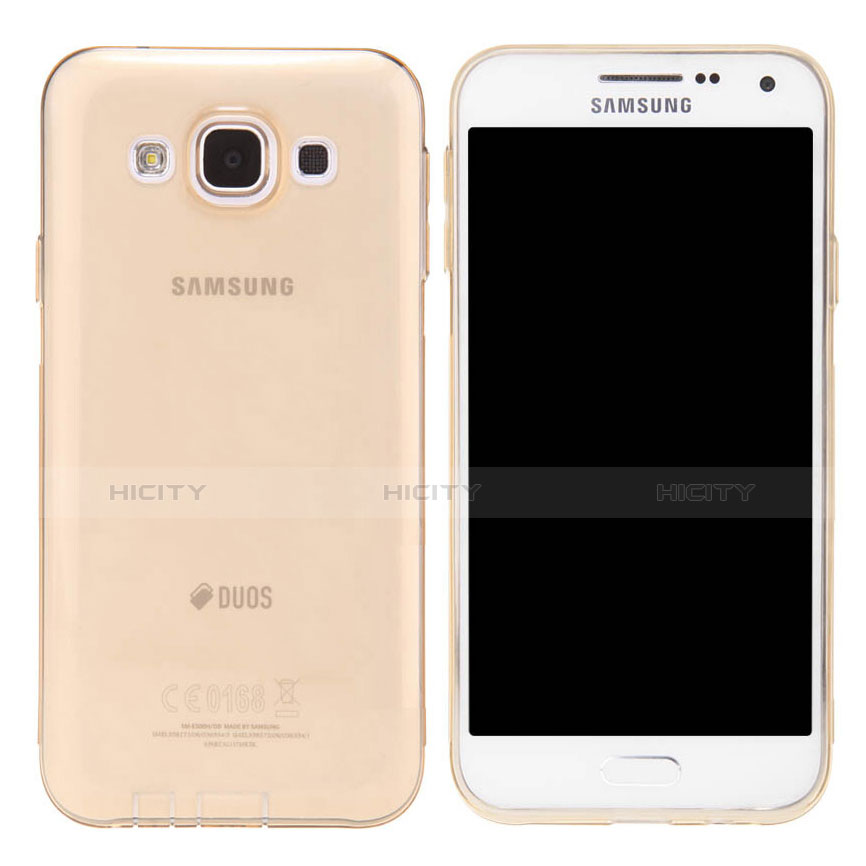 Custodia Silicone Trasparente Ultra Slim Morbida per Samsung Galaxy E5 SM-E500F E500H Oro