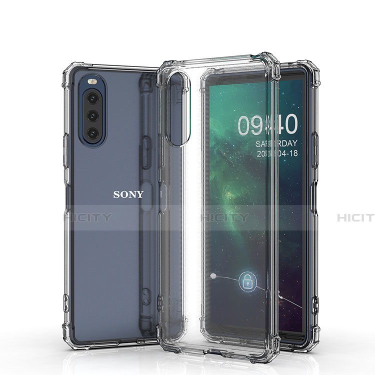 Custodia Silicone Trasparente Ultra Slim Morbida per Sony Xperia 10 II Chiaro