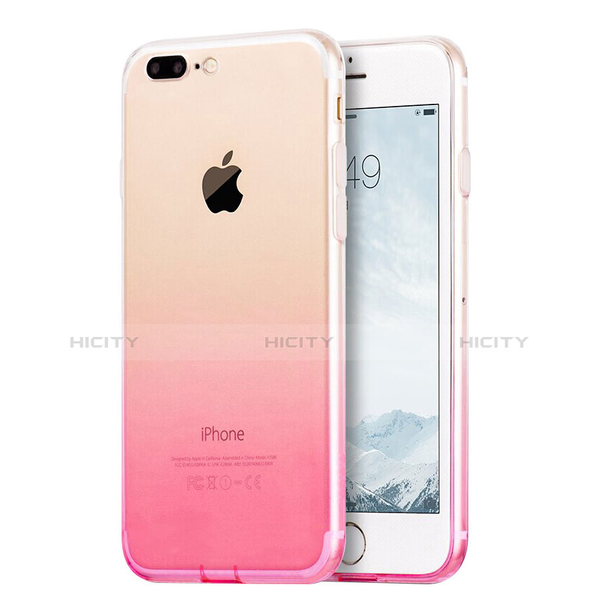 Custodia Silicone Trasparente Ultra Slim Morbida Sfumato G01 per Apple iPhone 8 Plus Rosa