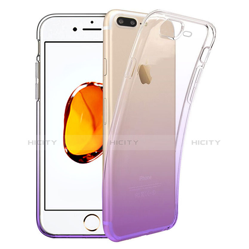 Custodia Silicone Trasparente Ultra Slim Morbida Sfumato per Apple iPhone 8 Plus Viola