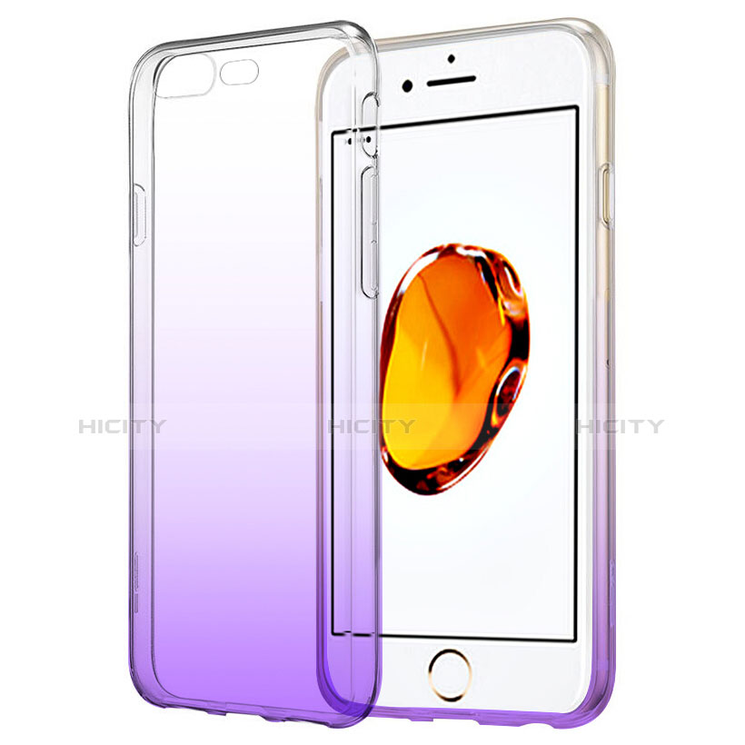 Custodia Silicone Trasparente Ultra Slim Morbida Sfumato per Apple iPhone 8 Plus Viola