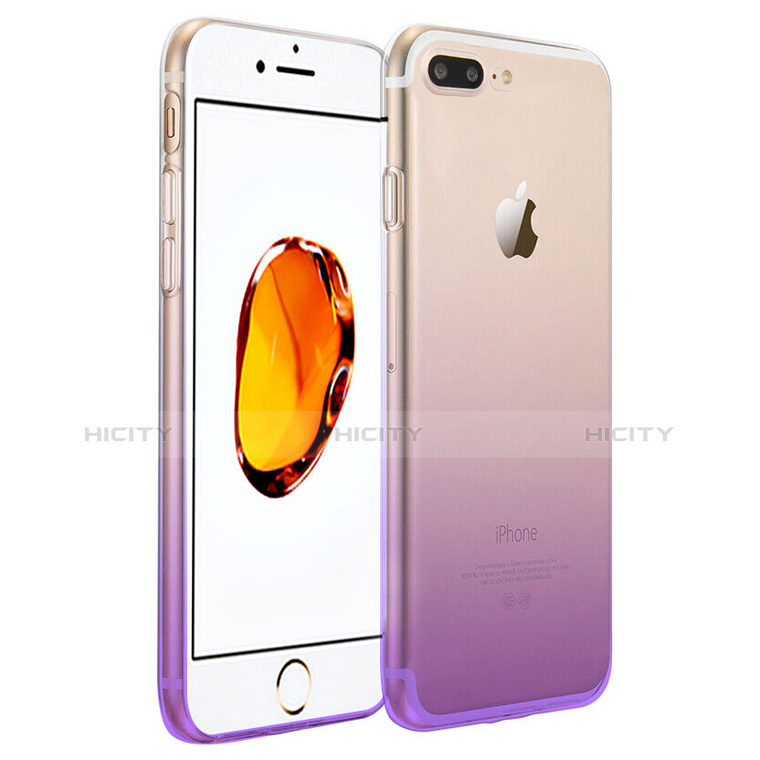 Custodia Silicone Trasparente Ultra Slim Morbida Sfumato per Apple iPhone 8 Plus Viola