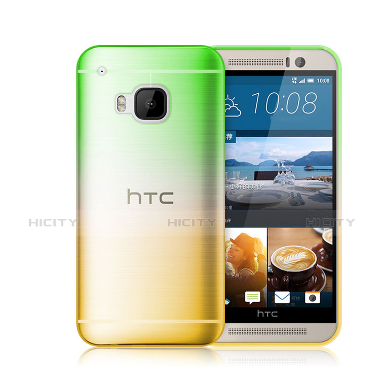 Custodia Silicone Trasparente Ultra Slim Morbida Sfumato per HTC One M9 Verde