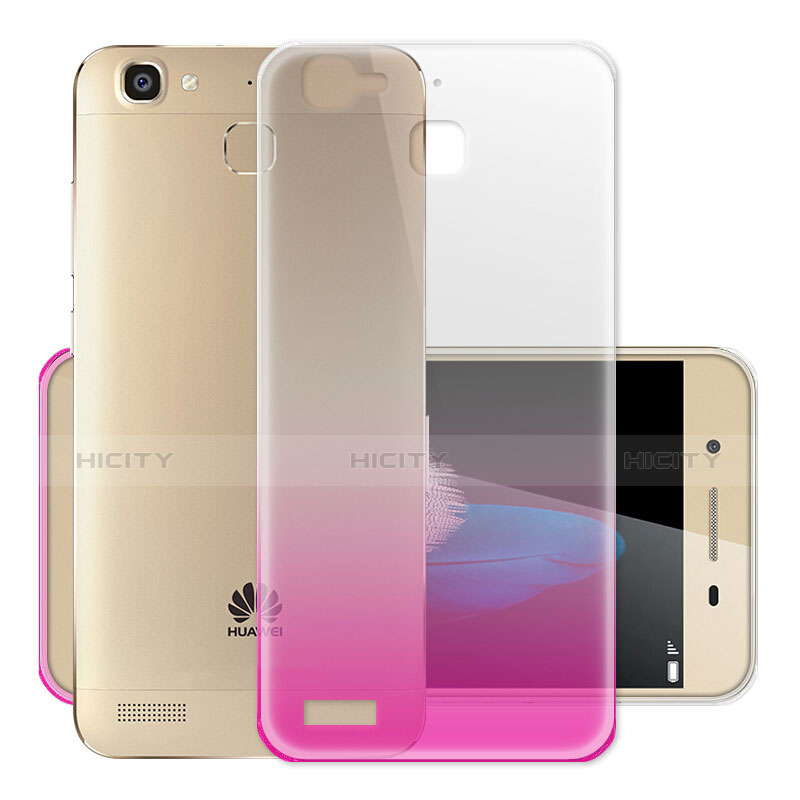 Custodia Silicone Trasparente Ultra Slim Morbida Sfumato per Huawei Enjoy 5S Rosa Caldo