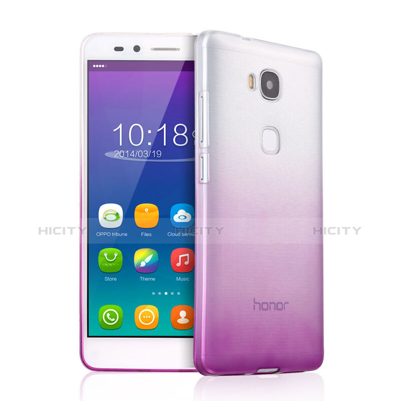 Custodia Silicone Trasparente Ultra Slim Morbida Sfumato per Huawei Honor 5X Viola