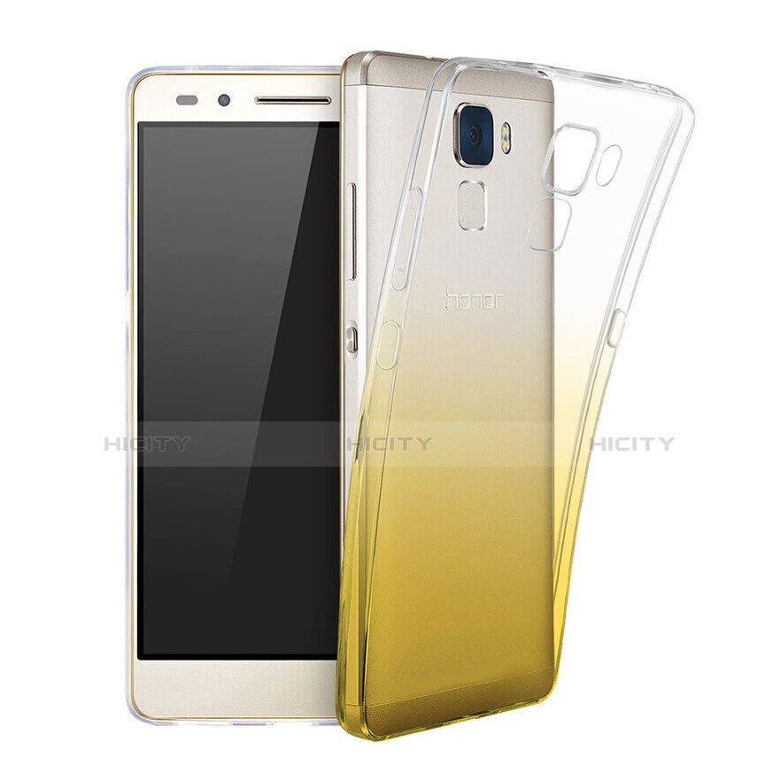 Custodia Silicone Trasparente Ultra Slim Morbida Sfumato per Huawei Honor 7 Lite Giallo