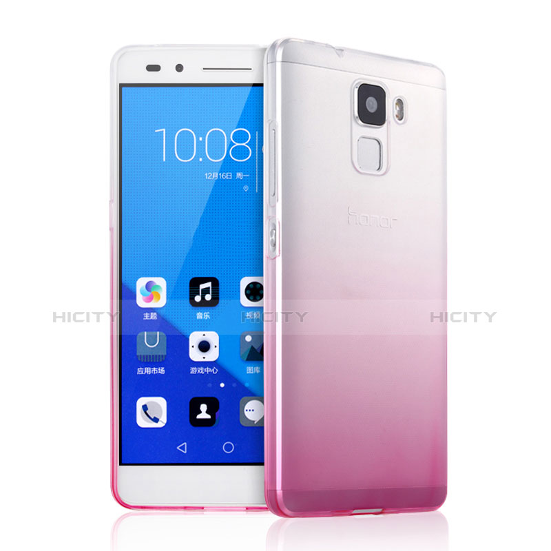 Custodia Silicone Trasparente Ultra Slim Morbida Sfumato per Huawei Honor 7 Rosa