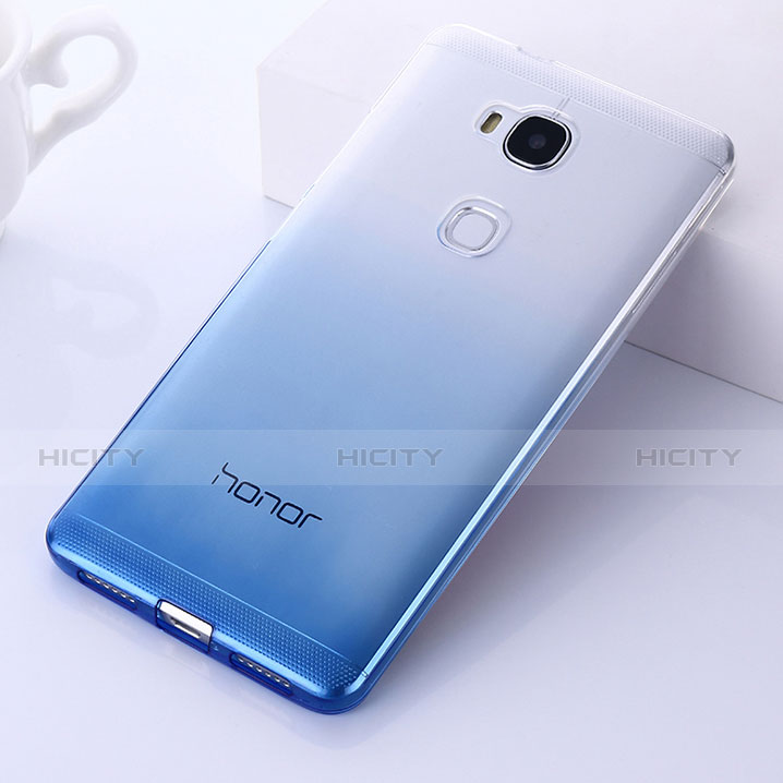 Custodia Silicone Trasparente Ultra Slim Morbida Sfumato per Huawei Honor X5 Blu