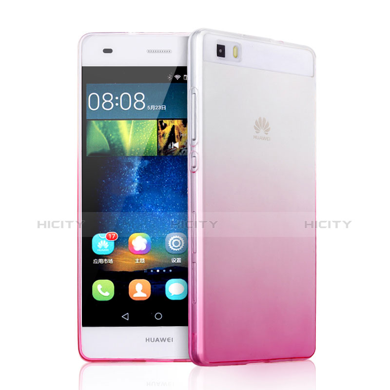 Custodia Silicone Trasparente Ultra Slim Morbida Sfumato per Huawei P8 Lite Rosa