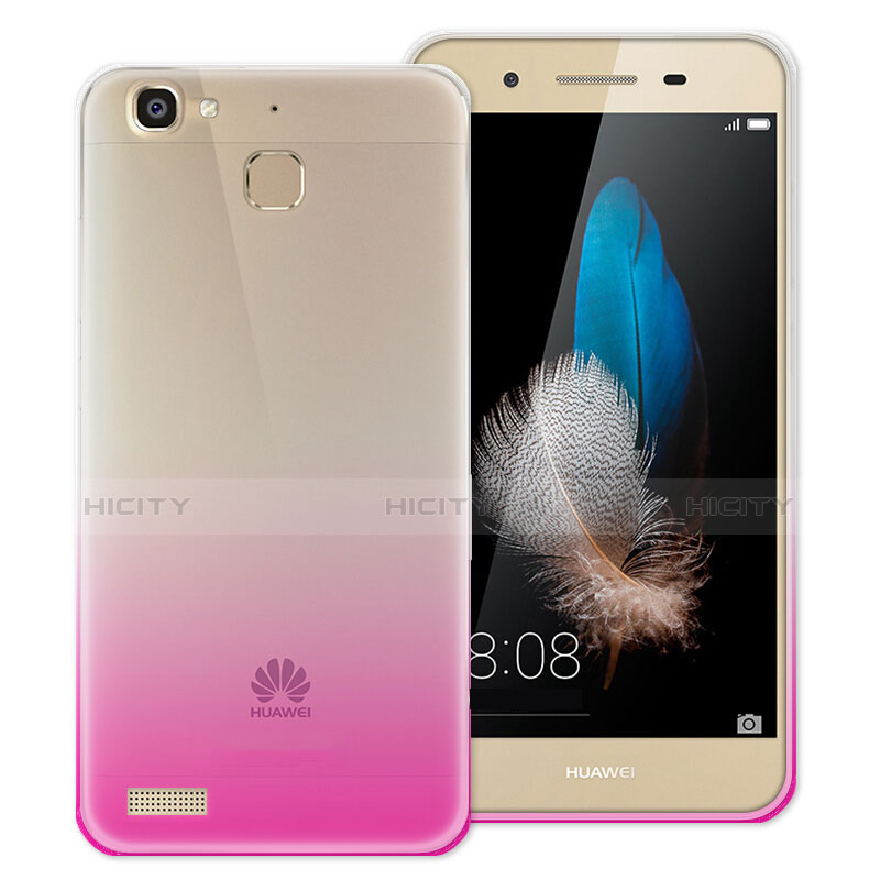 Custodia Silicone Trasparente Ultra Slim Morbida Sfumato per Huawei P8 Lite Smart Rosa Caldo