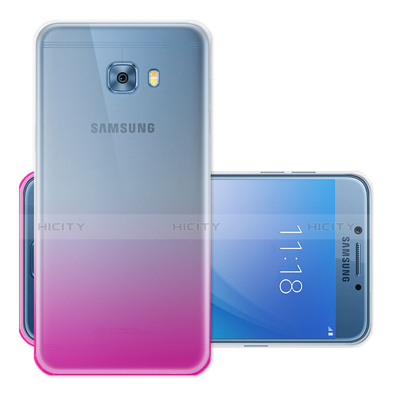 Custodia Silicone Trasparente Ultra Slim Morbida Sfumato per Samsung Galaxy C5 Pro C5010 Rosa