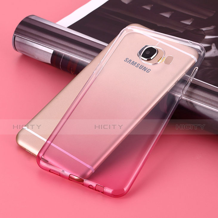 Custodia Silicone Trasparente Ultra Slim Morbida Sfumato per Samsung Galaxy C5 SM-C5000 Rosa