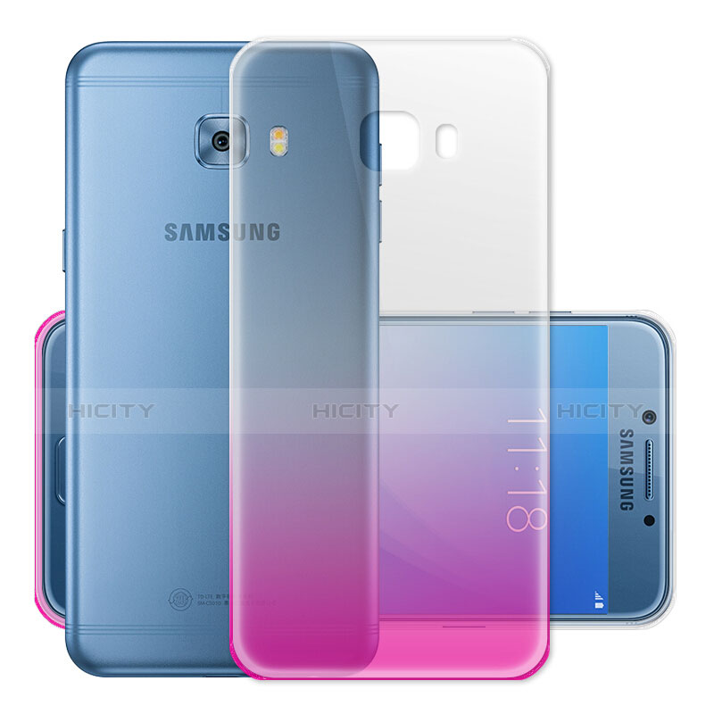 Custodia Silicone Trasparente Ultra Slim Morbida Sfumato per Samsung Galaxy C7 Pro C7010 Rosa