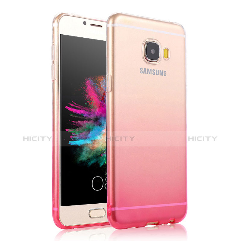 Custodia Silicone Trasparente Ultra Slim Morbida Sfumato per Samsung Galaxy C7 SM-C7000 Rosa
