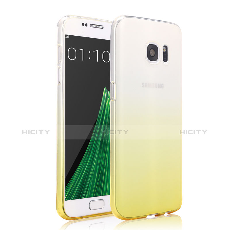 Custodia Silicone Trasparente Ultra Slim Morbida Sfumato per Samsung Galaxy S7 G930F G930FD Giallo