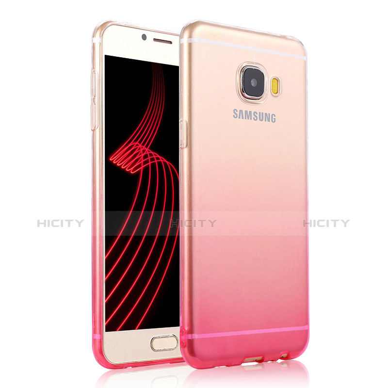 Custodia Silicone Trasparente Ultra Slim Morbida Sfumato T04 per Samsung Galaxy C5 Pro C5010 Rosa