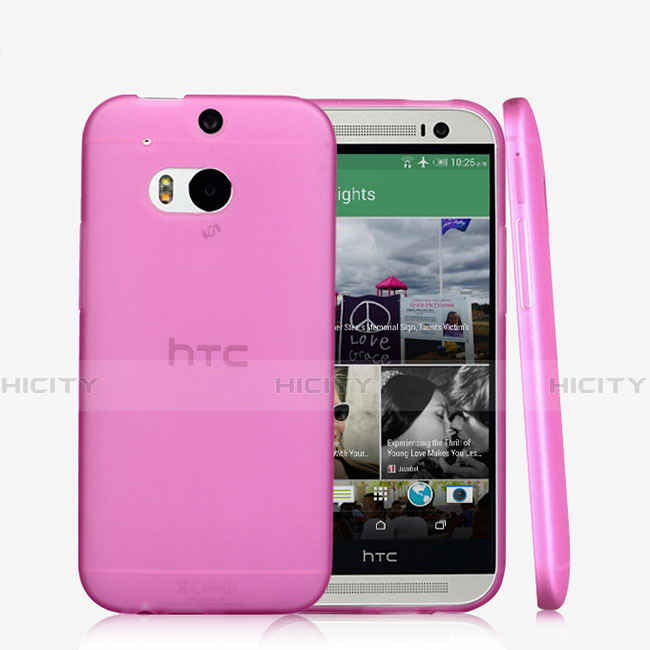 Custodia Silicone Trasparente Ultra Slim Morbida T01 per HTC One M8 Rosa