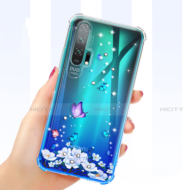 Custodia Silicone Trasparente Ultra Sottile Cover Fiori K01 per Huawei Honor 20 Pro