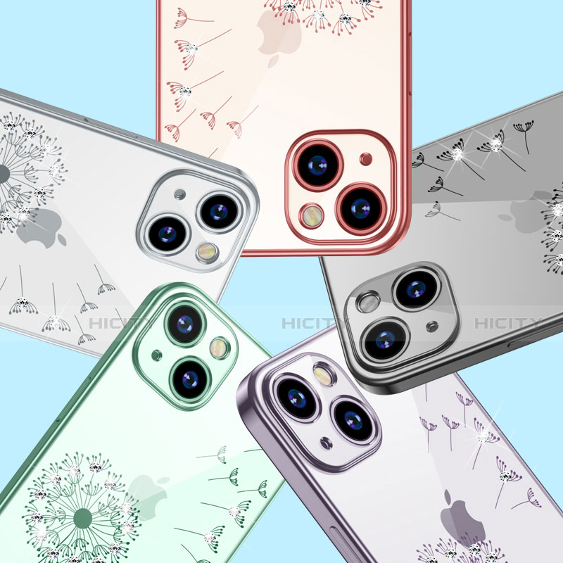 Custodia Silicone Trasparente Ultra Sottile Cover Fiori per Apple iPhone 14 Plus
