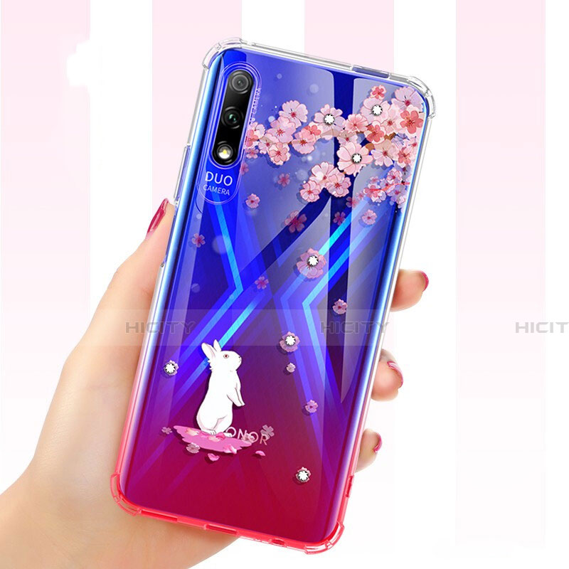 Custodia Silicone Trasparente Ultra Sottile Cover Fiori per Huawei Honor 9X