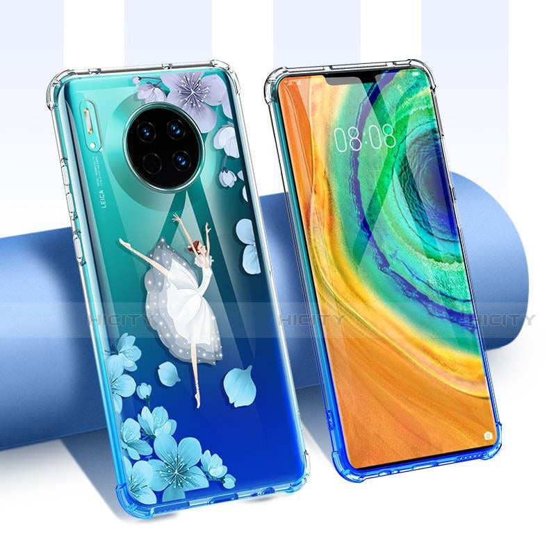 Custodia Silicone Trasparente Ultra Sottile Cover Fiori per Huawei Mate 30 Pro 5G